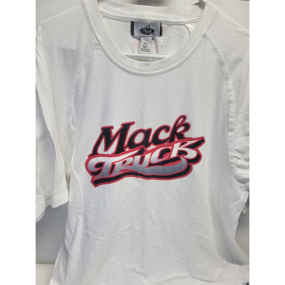 Mack Trucks Mens White Graphic T Shirt XXL Raglan Sleeve Trucker‎